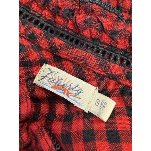 Faherty Sandia Red Black Gingham Maxi Dress Small Boho Cottagecore Fall Look - Picture 14 of 16